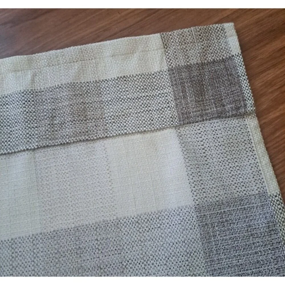 Plaid Curtain Valance Woven Cotton Brown Ivory Handmade Farmhouse 77.5x16.5